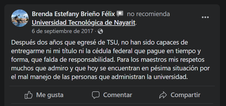 queja 2 Universidad Tecnoologica de Nayarit